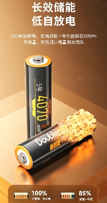 Picture of Doublepow AA Size 1.5V 4070mWh High Capacity Li-ion Rechargeable Battery with Built-in USB Type-C Fast Charging Port & LED Indicator Facility Lithium-ion Heavy Duty Battery For Door Lock, Toys & DC Electronics Devices  - 2 Pieces Pack ( Multicolor )