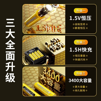 Picture of Doublepow L155 Smart Intelligent Charger with 4 Pieces 1.5V AA Size 3400mWh High Capacity Battery Combo Pack, Safe for Users ( Multicolor )