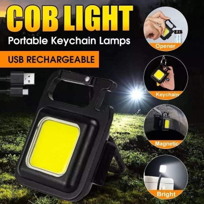 Picture of Mini LED Flash-light Work Light Portable Pocket Flas-hlight Keychains USB Rechargeable Small Light Corkscrew Waterproof Camping Lantern Magnet Design Fishing Emergency Lamp 3 Mode