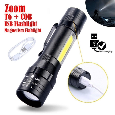 Picture of Portable LED Tactical USB Rechargeable Flashlight Torch Lamp Tourch Light