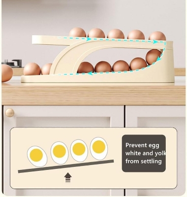 Picture of Automatic Roll-Down Double-Layer Egg Organizer, Automatic Scrolling Egg Dispenser Holder Storage Box Container Refrigerator for Refrigerator Kitchen Cabinet-1pcs-Best Rate