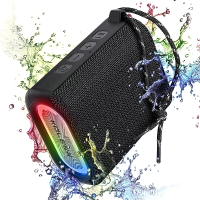 Picture of Koleer Speakers Bluetooth Wireless IPX7 Waterproof Portable Bluetooth Speaker with Lights 10W Clear Stereo 30H Playtime Bluetooth5.0 TWS Pairing FM/AUX/USB/TF for Party Outdoor
