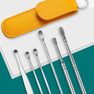 Picture of 6 PCS Ear Pick Set Portable Ear Cleaner Set Stainless Steel With Lather Case