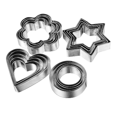 Picture of Cookie Cutter-12 Pieces-Silver - Bake Perfect Cookies With This Set Of 12 Silver Cookie Cutters - Get Creative In The Kitchen