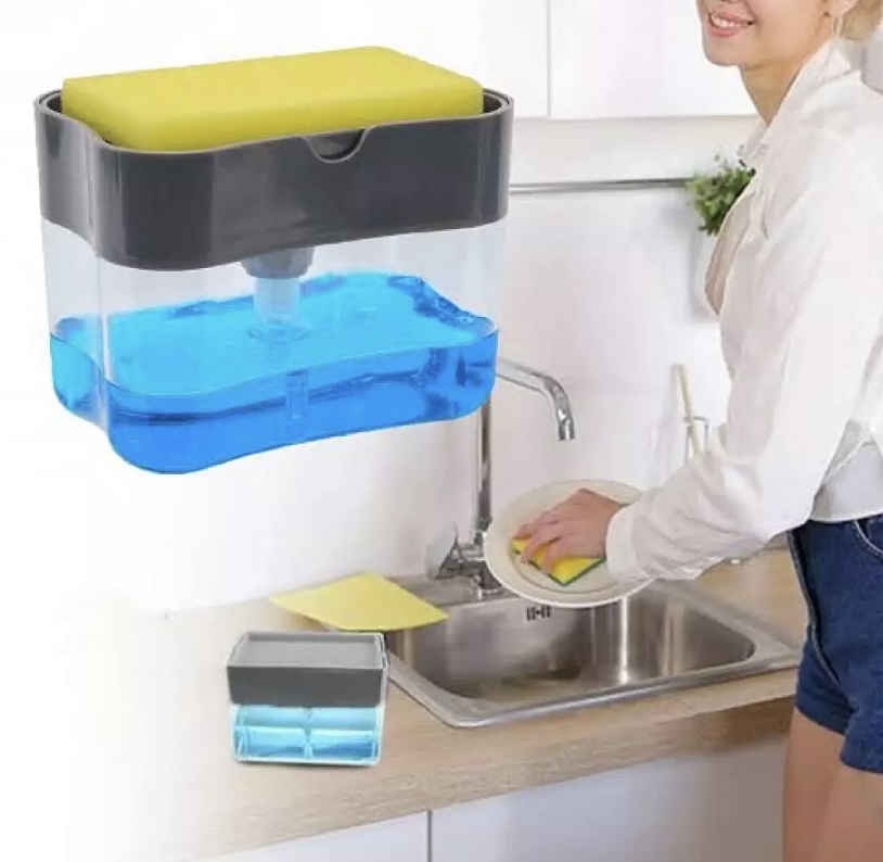 Picture of 2-in-1 Soap Dispenser Pump And Sponge Caddy For Soap Dish And Clean Sponge Bathroom Dispenser Appliance For Kitchen Bathroom