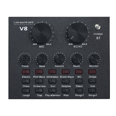 Picture of V8 Multifunctional USB Audio Interface Intelligent Volume Adjustable Audio Mixer Sound Card