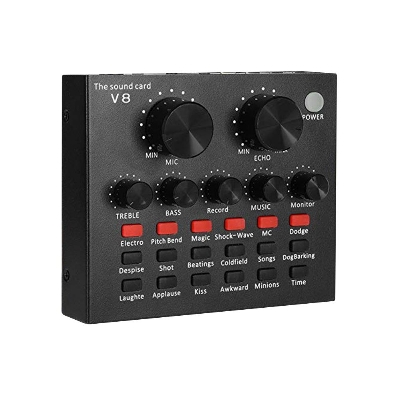 Picture of V8 Multifunctional USB Audio Interface Intelligent Volume Adjustable Audio Mixer Sound Card