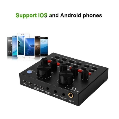 Picture of V8 Multifunctional USB Audio Interface Intelligent Volume Adjustable Audio Mixer Sound Card