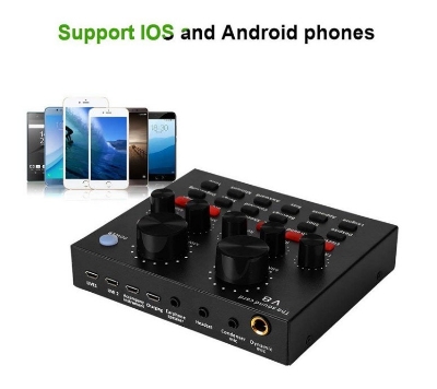 Picture of V8 Multifunctional USB Audio Interface Intelligent Volume Adjustable Audio Mixer Sound Card