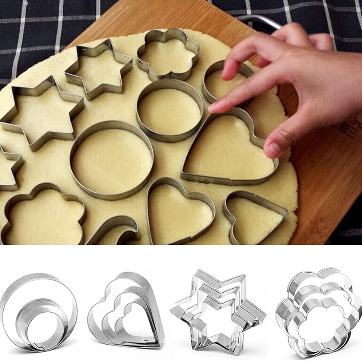 Picture of Cookie Cutter-12 Pieces-Silver - Bake Perfect Cookies With This Set Of 12 Silver Cookie Cutters - Get Creative In The Kitchen