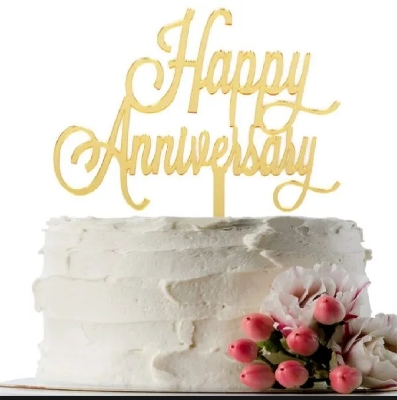 Picture of Happy Anniversary Cake Topper - Silver