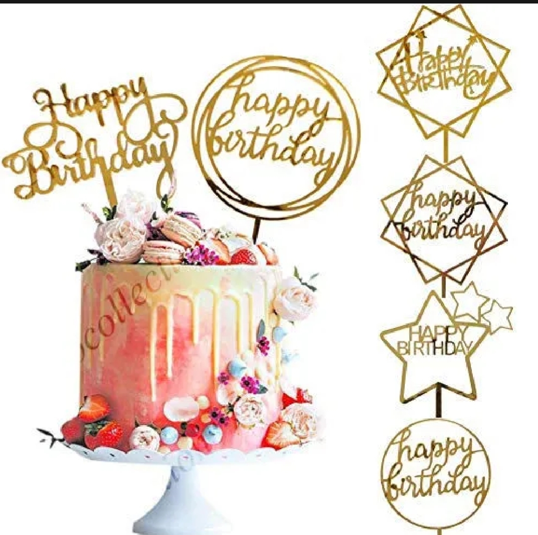 Picture of Happy Birthday Gold Cake Topper