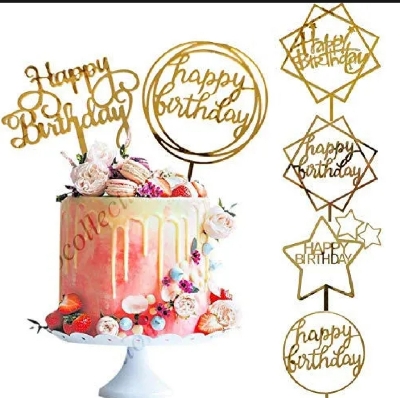 Picture of Happy Birthday Gold Cake Topper