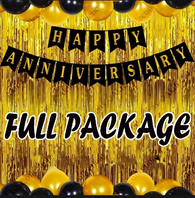 Picture of Happy Anniversary Full Package (Balloon + Banner + Foil Backdrop Combo)