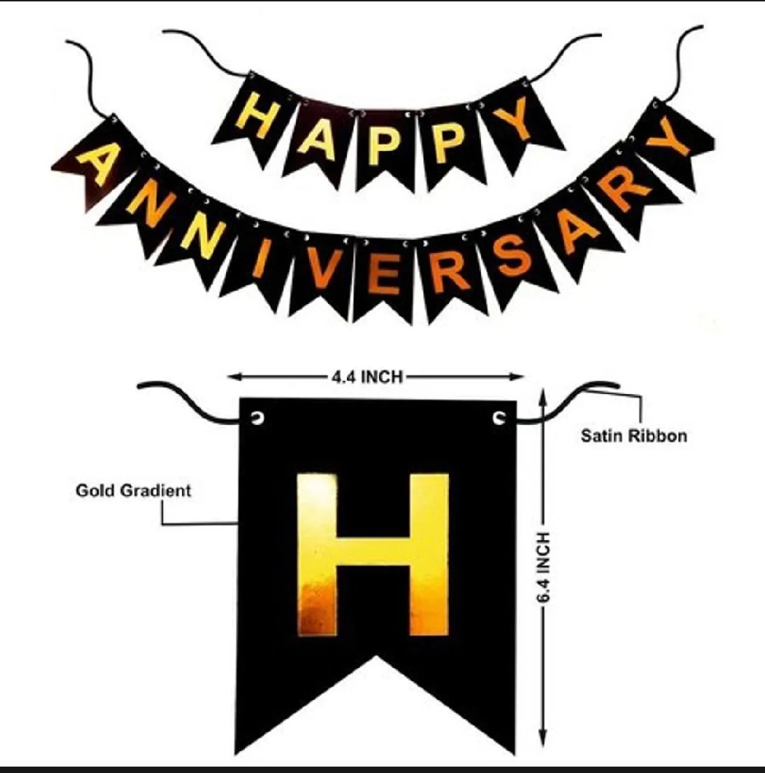 Picture of Happy Anniversary Card Banner for Decorating Room - Black