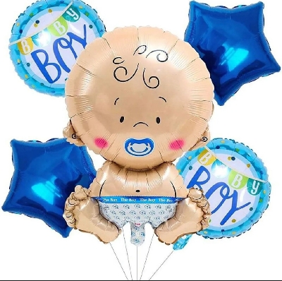 Picture of 5pc Baby Boy Foil Balloon Set Welcome Baby Shower Celebration