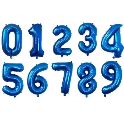 Picture of 32inch Number Foil Balloons Blue Helium Balloons 0-9 Birthday Party Decorations, Anniversary Decorations
