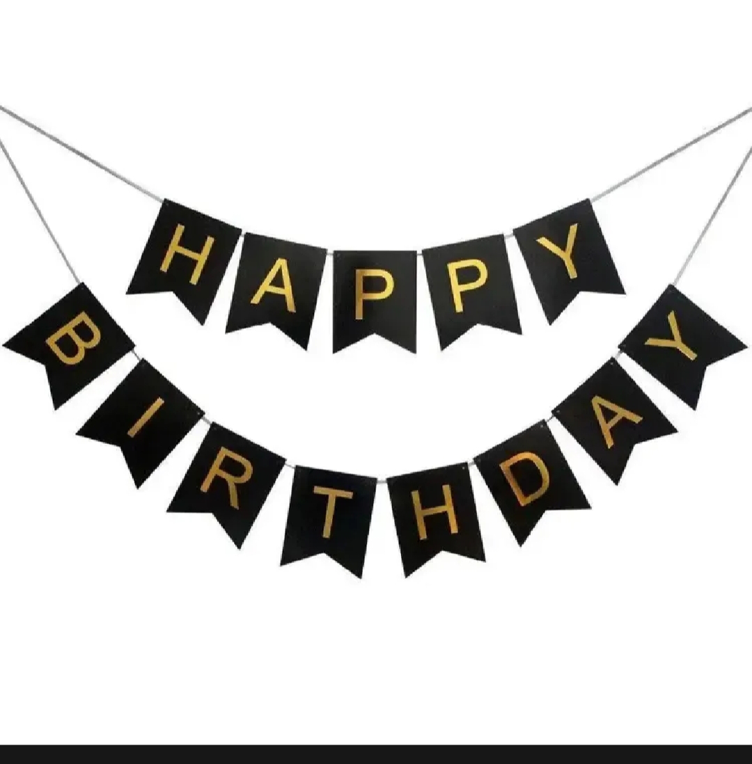 Picture of Happy Birthday Balloon Banner, Letters Banner Balloons for Party Supplies, Birthday Decorations - Black