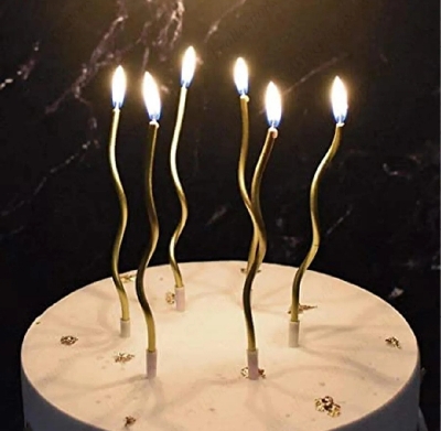 Picture of Metallic Long Spiral Candles with Stand- Pack of 6 - Silver