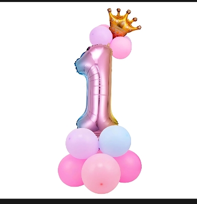 Picture of Rainbow Number Foil 1 Full Set For Kids 1st Birthday Party Decorations