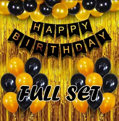 Picture of Happy Birthday Combo Complete Set-02 (Balloons+Banner+Background Decor)