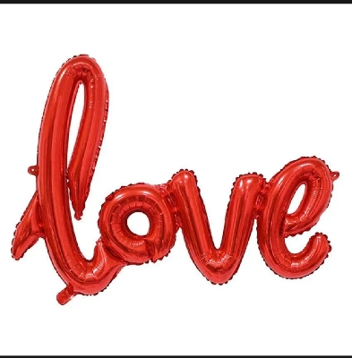 Picture of LOVE Alphabets Letters Red Color Foil Balloon in Cursive Written Letters For Birthday, Engagement, Wedding Party Celebration Decoration Supplies