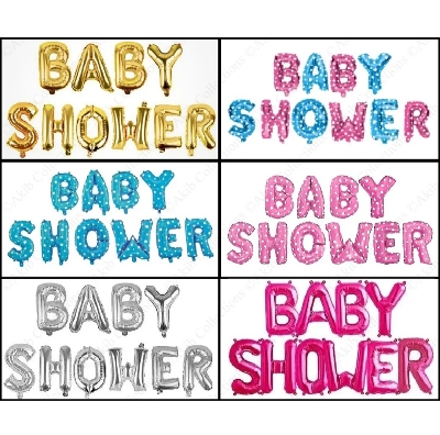 Picture of Baby Shower Balloon Banner, Aluminum Foil Letters Banner Balloons For New Born Celebration Welcome Baby Boy Girl