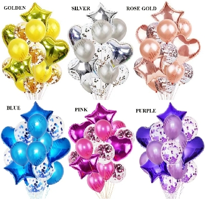 Picture of 14pcs/set Birthday Balloons Set Supply Birthday Decoration Foil Balloon