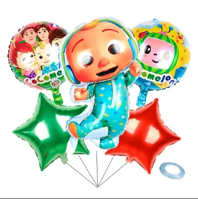 Picture of 5pcs Cocomelon Foil Balloon Set for Cocomelon Theme Party Decoration