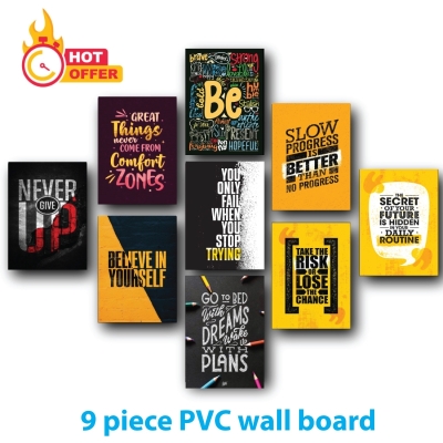 Picture of 9 pieces motivational quotes pvc wall board with double side tape