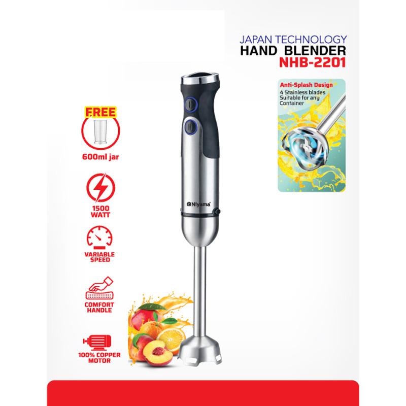 Picture of New Electric Hand Blender/ Hand Mixer/ Egg Beater 1500 watt copper motor  niya-ma NHD 2201(niyama hand blender)