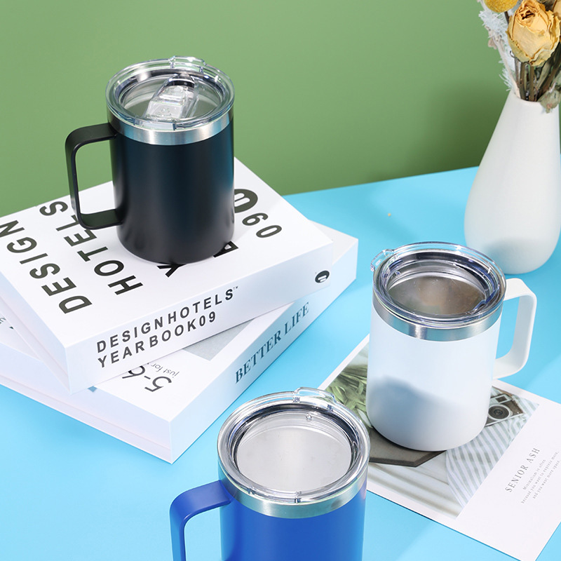 Picture of 304 coated hot and cold stainless steel drinking cup, anti-fall, anti-scalding, large-capacity mug, office cup, 500ml(Red)