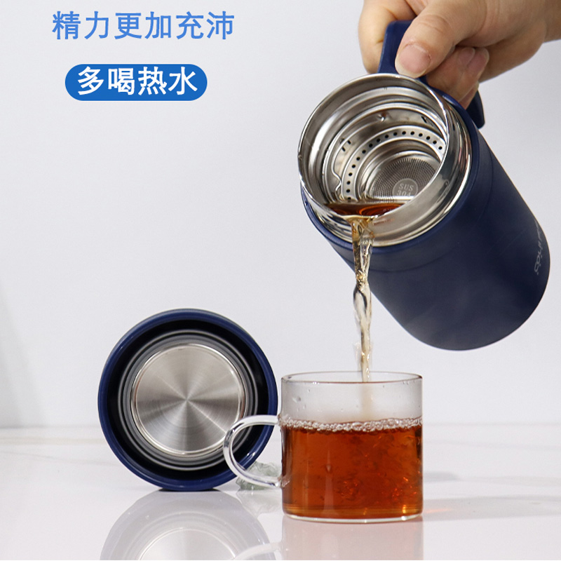 Picture of 316 coated handled hot and cold stainless steel drinking cup, anti-fall, anti-scalding, large-capacity mug, office cup, 500ml(Light Ash)