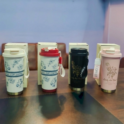 Picture of 550ml Customized elegant design 316 stainless steel 3d printed mini sling portable handle thermos cup water bottle(multicolor 1 pcs)