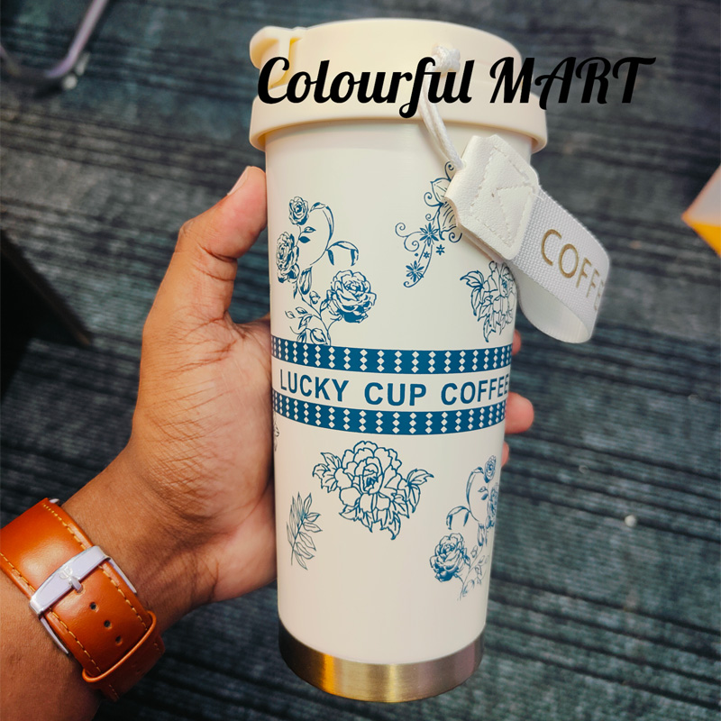 Picture of New 550ml Customized elegant design 316 stainless steel 3d printed mini sling portable handle thermos cup water bottle(multicolor 1pcs)