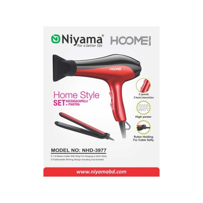 Picture of Niyama Hoome Series Professional Hair Dryer With Hair Straightener Machine | NHD-3977(combo)