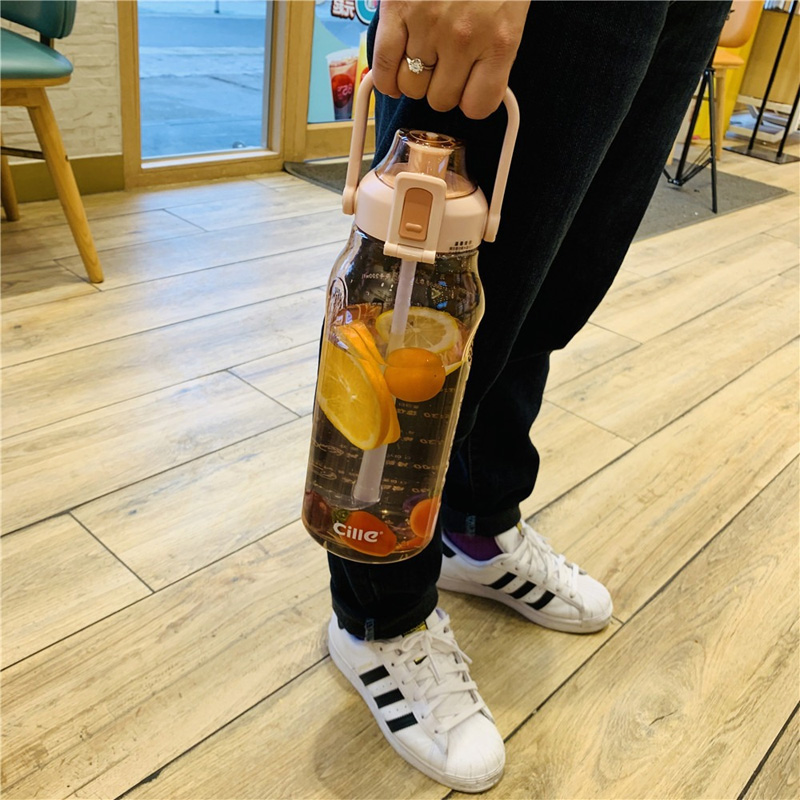 Picture of New 2000ml Large Capacity Water bottle Girls High-value tritan Straw Cup Portable Summer Plastic Sports Water Bottle(Multicolor 1 pcs)