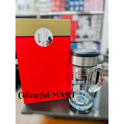Picture of New Double wall Glass Water/tea/coffee mug 360ml with premium packaging gift-box hot and cold(360ml mug with box)