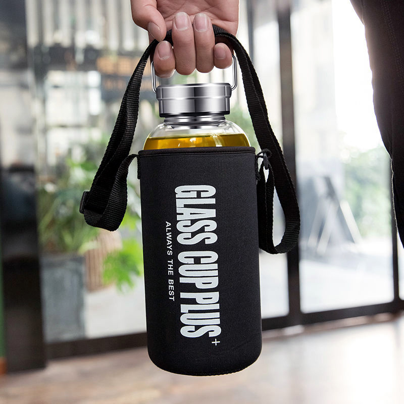Picture of 1500ML glass Water Bottle with Time Marker Creative Large Capacity Leakproof lock system Drink Bottle(1000ML BOTTLE)