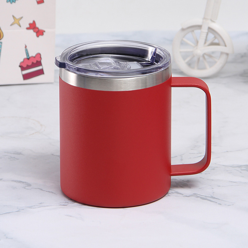 Picture of 304 coated hot and cold stainless steel drinking cup, anti-fall, anti-scalding, large-capacity mug, office cup, 500ml(Red)