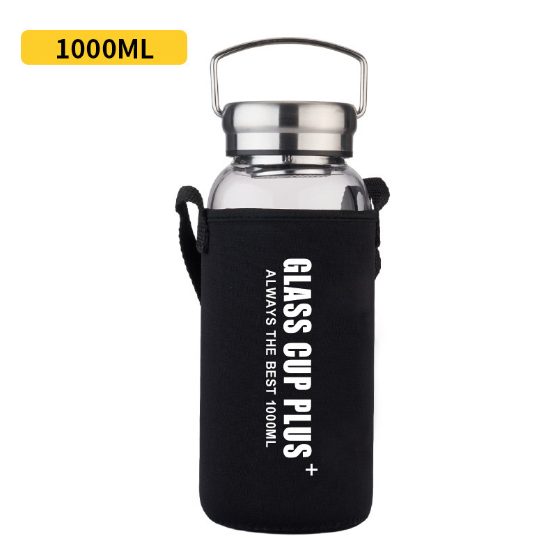 Picture of 1500ML glass Water Bottle with Time Marker Creative Large Capacity Leakproof lock system Drink Bottle(1000ML BOTTLE)