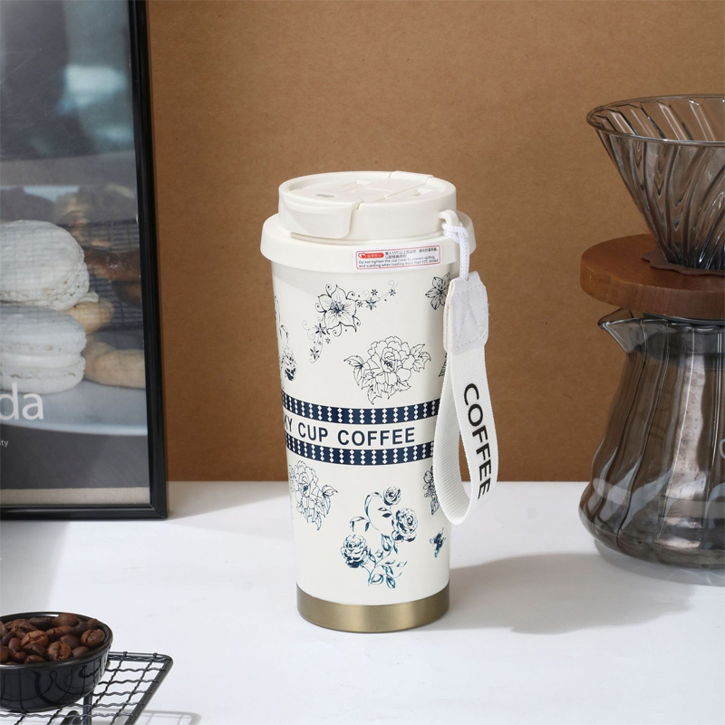 Picture of 550ml Customized elegant design 316 stainless steel 3d printed mini sling portable handle thermos cup water bottle(multicolor 1 pcs)