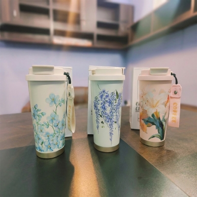 Picture of New 520ml Customized elegant design 316 stainless steel 3d printed mini sling portable handle thermos cup water bottle(multicolor 1pcs)