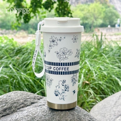 Picture of 550ml Customized elegant design 316 stainless steel 3d printed mini sling portable handle thermos cup water bottle(multicolor 1 pcs)