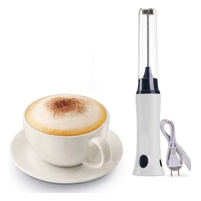 Picture of New Hand Liquid Mixer and Coffee Maker Juice Maker Rechargeable-White(coffee mixer 1pcs)