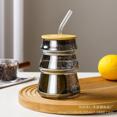 Picture of 480ml Glass cup new high borosilicate coffee cup glass water cup cold drink cola beverage cup milk tea milk single layer cup(multicolor 1 pcs)