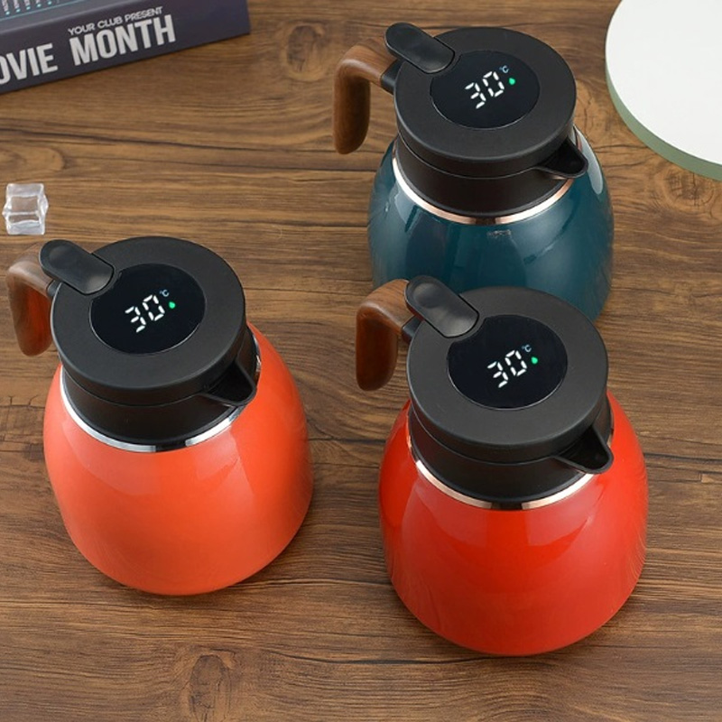 Picture of Smart LED temperature display 316 Stainless Steel Thermos Insulation Braising Teapot Large Capacity Hot Water Bottle Separating Coffee Vacuum Flask(Multicolor 1 pcs)