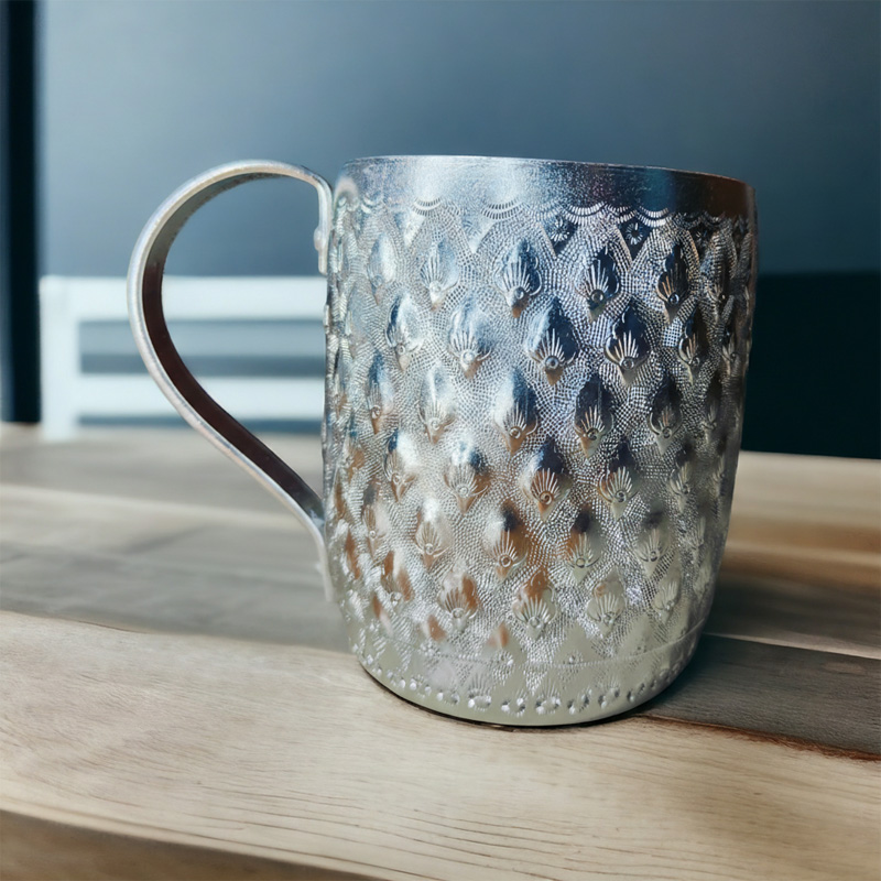 Picture of 1 pcs Vintage Style Thai Design silver Water mug with Handle  750ml(steel mug 750ml)