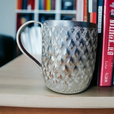 Picture of 1 pcs Vintage Style Thai Design silver Water mug with Handle  750ml(steel mug 750ml)