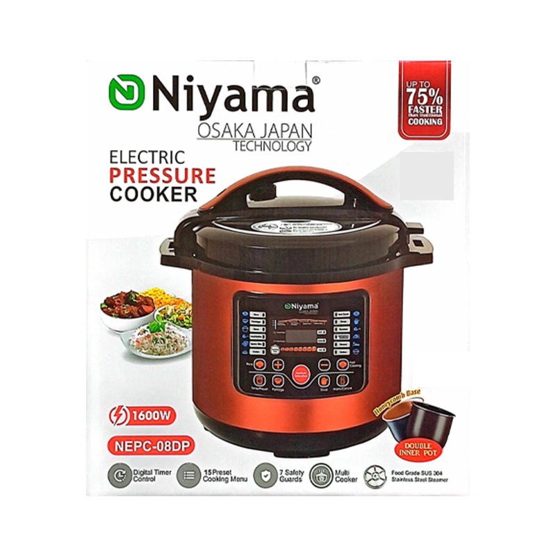 Picture of 1600 watt electric pressure cooker honeycomb base double inner pot 15 cooking pattern NEPC-08DP NI-YAMA(1600watt 8litter)
